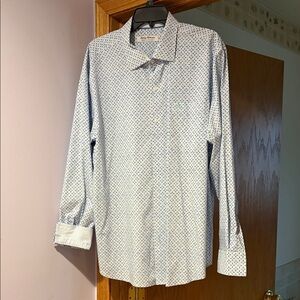Tommy Bahama White and Blue Patterned Dress Shirt